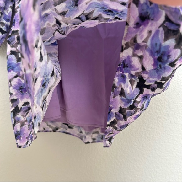 NWT Floret Studios Purple Charcoal Floral Print Mini Dress Size Small - Picture 9 of 11